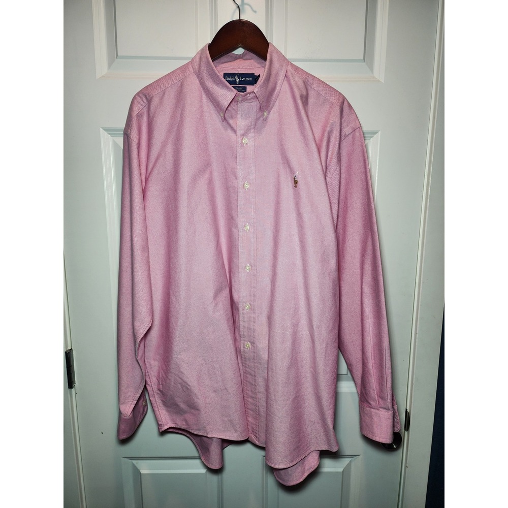 Vintage 90s Ralph Lauren Blake Pink Oxford Button Down Shirt Mens XL Cotton